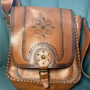 Patricia Nash Tan Large Leather Crossbody Bag